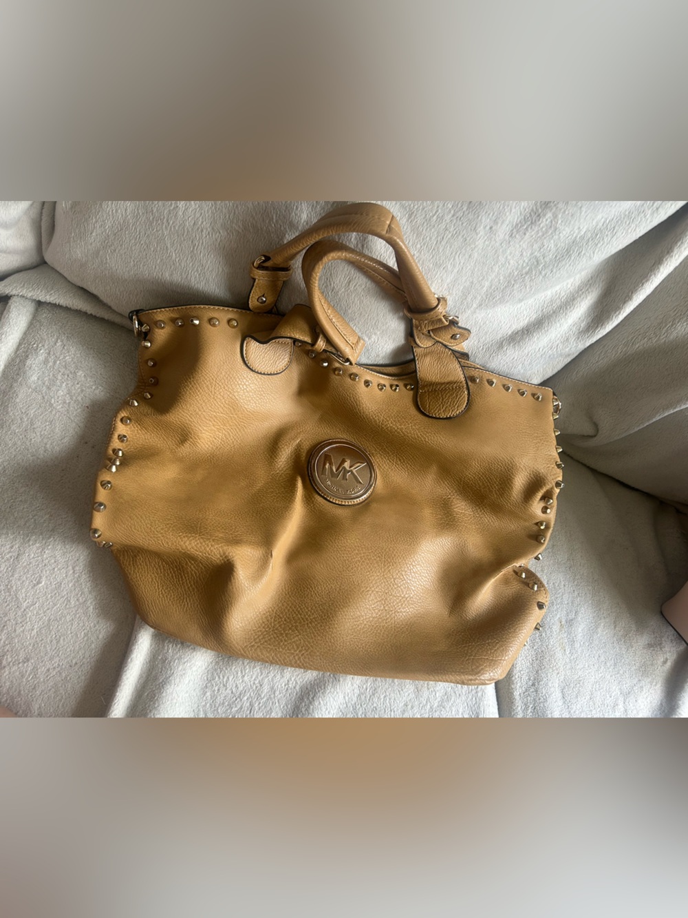 Michael Kors Cognac Leather Studded Tote